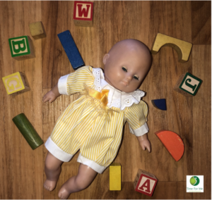 Doll and building blocks